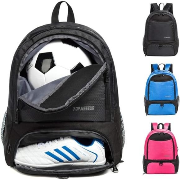 Youth Soccer Bags Boys Girls Soccer Backpack with Ball Compartment Sports Bag - Picture 6 of 6